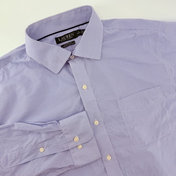 Lauren Ralph Lauren Other - Lauren Ralph Lauren Mens Dress Shirt 18 36/37 Purple Gingham Classic Fit Stretch
